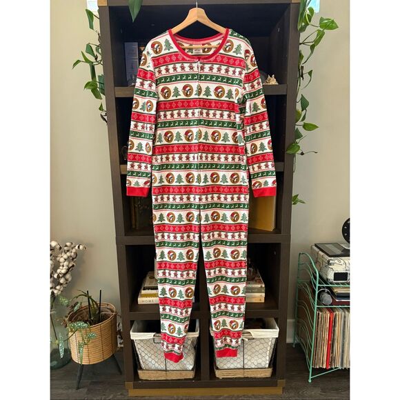 BUC-EE’S Unisex Festive Christmas Beaver Waffle Thermal Zip Pajamas Size Large - Picture 2 of 6